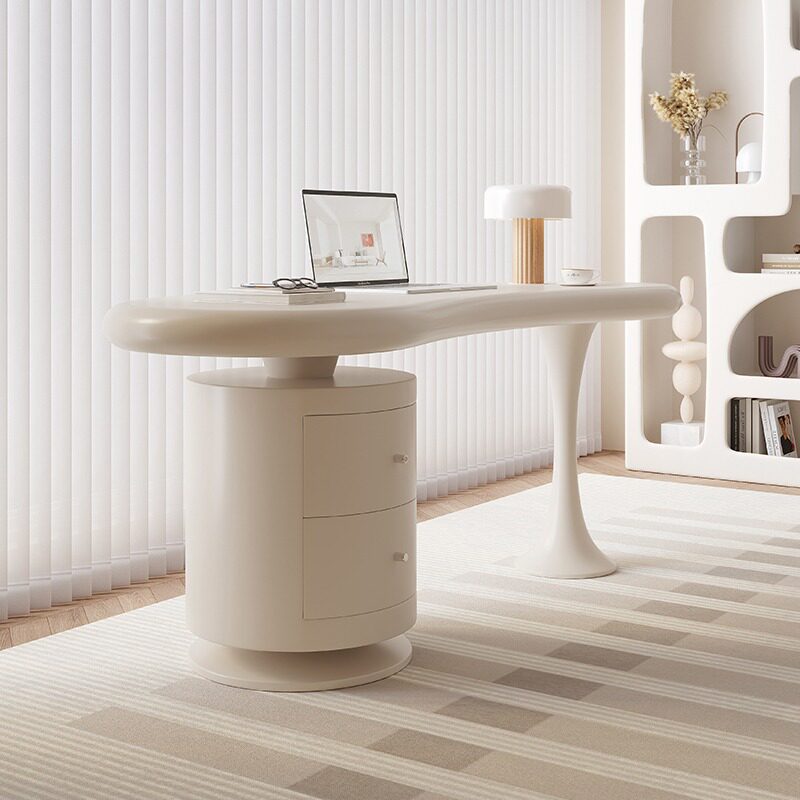 French Cream Desk Solid Wood Minimalist Home Office Table